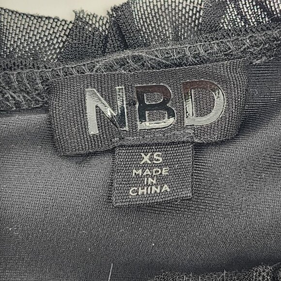 NBD x Revolve Las Olas Black Ruched Mesh Long Sleeve Dress Bodycon - Picture 6 of 7